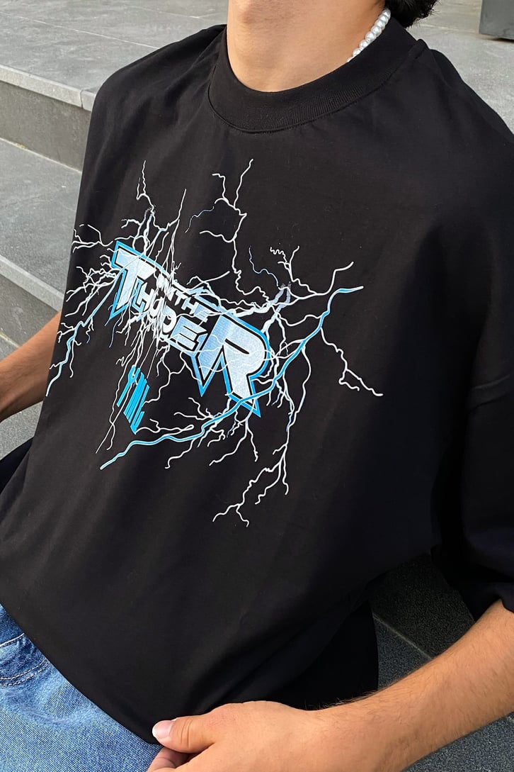 Bring the Thunder Baskılı Oversize Tshirt