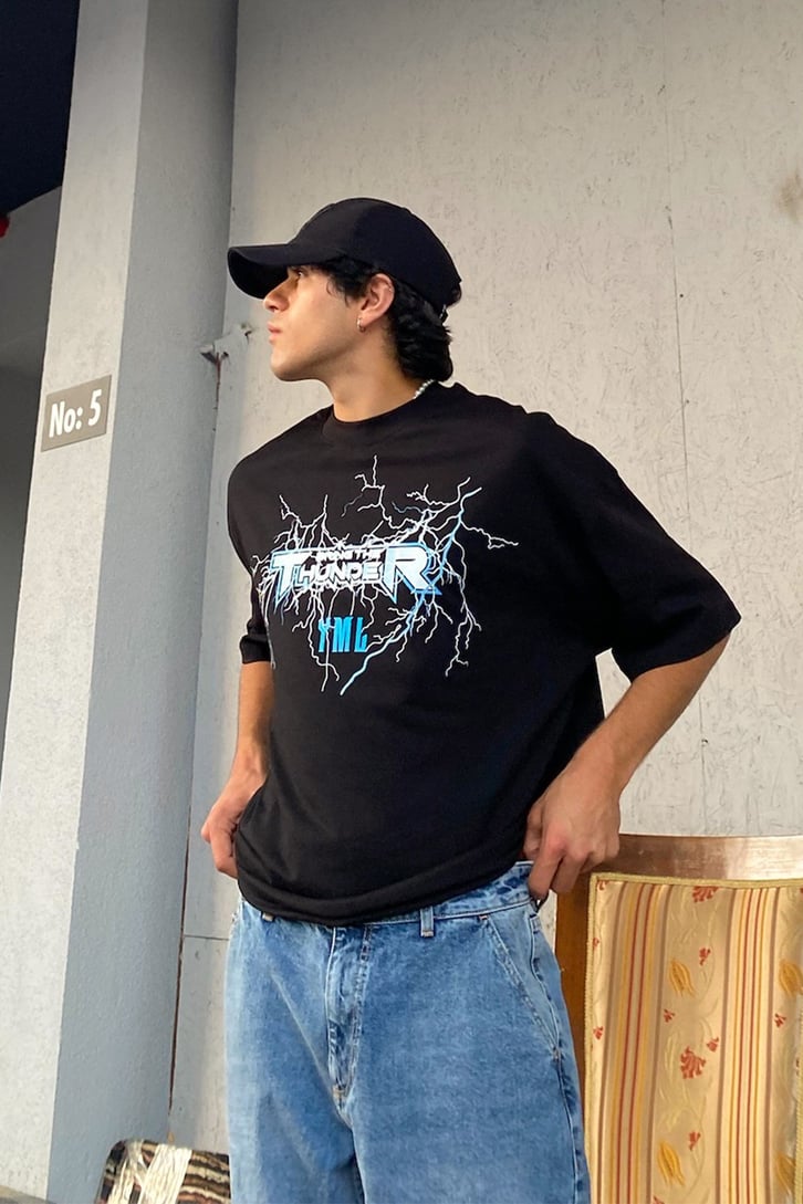 Bring the Thunder Baskılı Oversize Tshirt