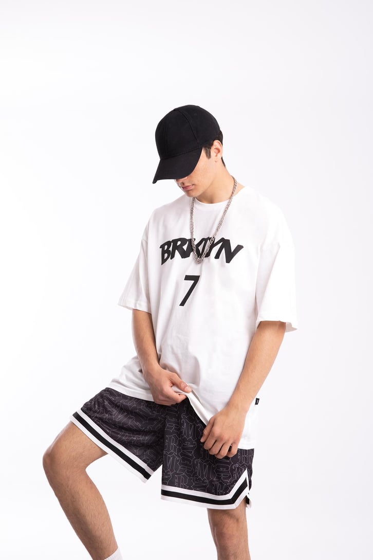Brklyn 7 Baskılı Oversize Tshirt
