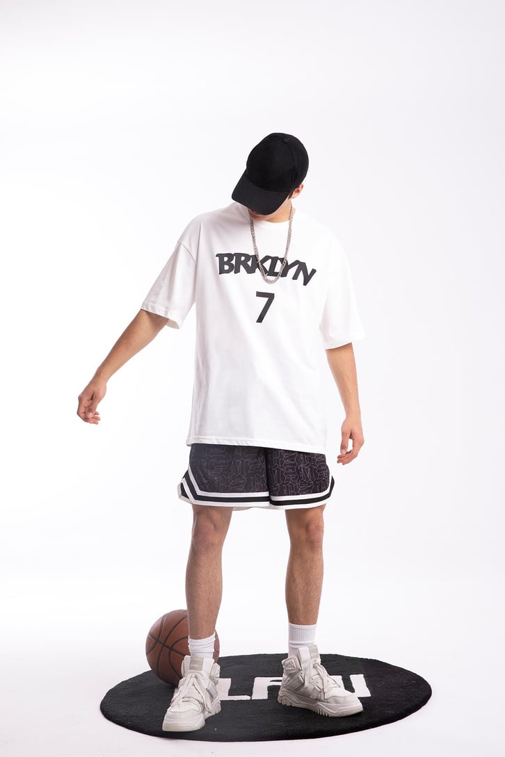 Brklyn 7 Baskılı Oversize Tshirt