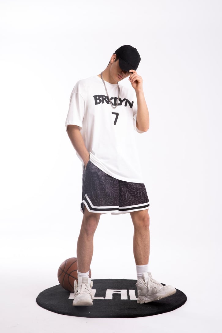 Brklyn 7 Baskılı Oversize Tshirt
