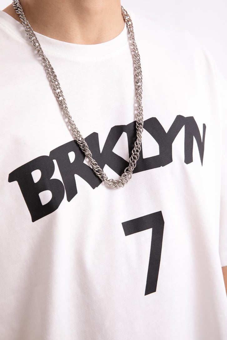 Brklyn 7 Baskılı Oversize Tshirt