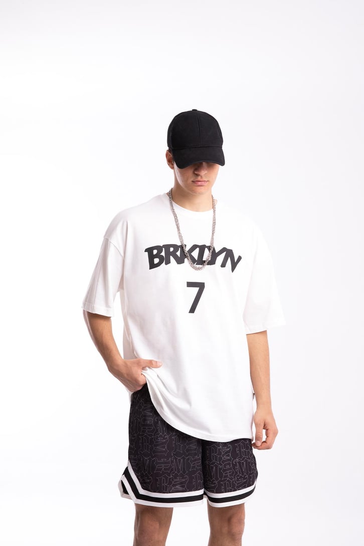 Brklyn 7 Baskılı Oversize Tshirt