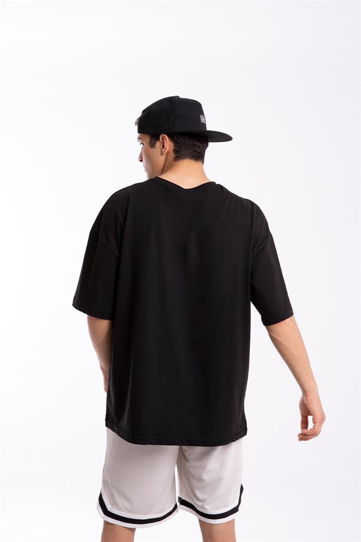 Brklyn 7 Baskılı Siyah Oversize Tişört