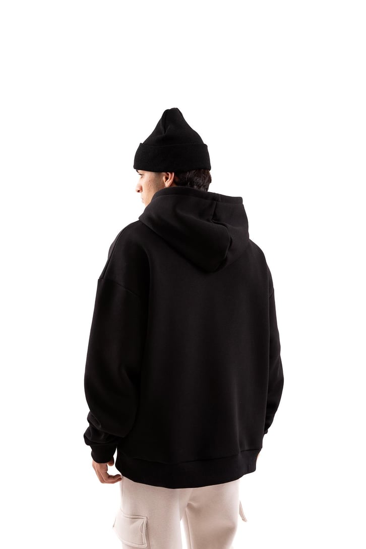 Broken Souls Baskılı Siyah Oversize Hoodie