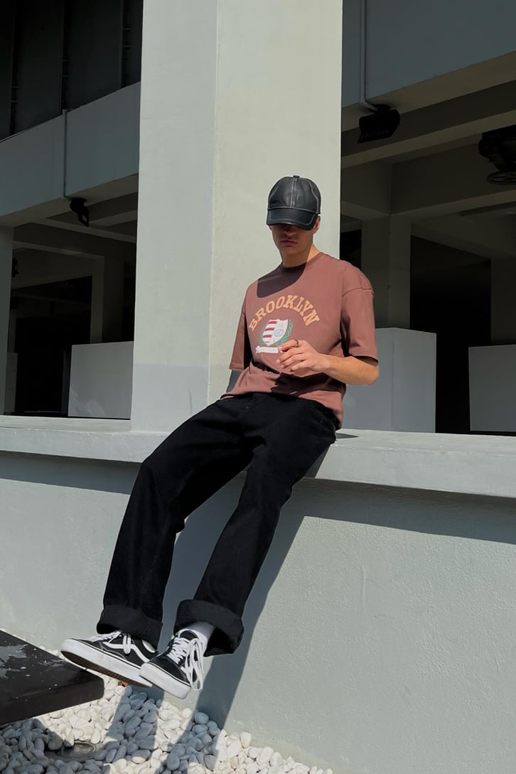 Brooklyn Baskılı Oversize Tshirt