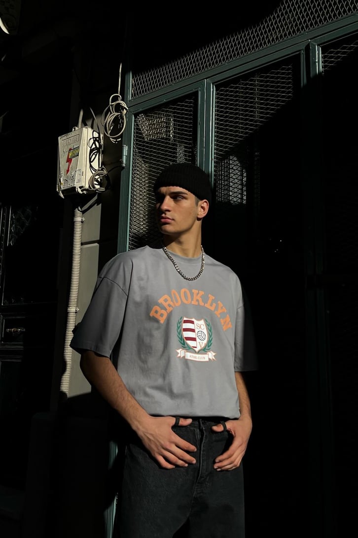 Brooklyn Baskılı Oversize Tshirt