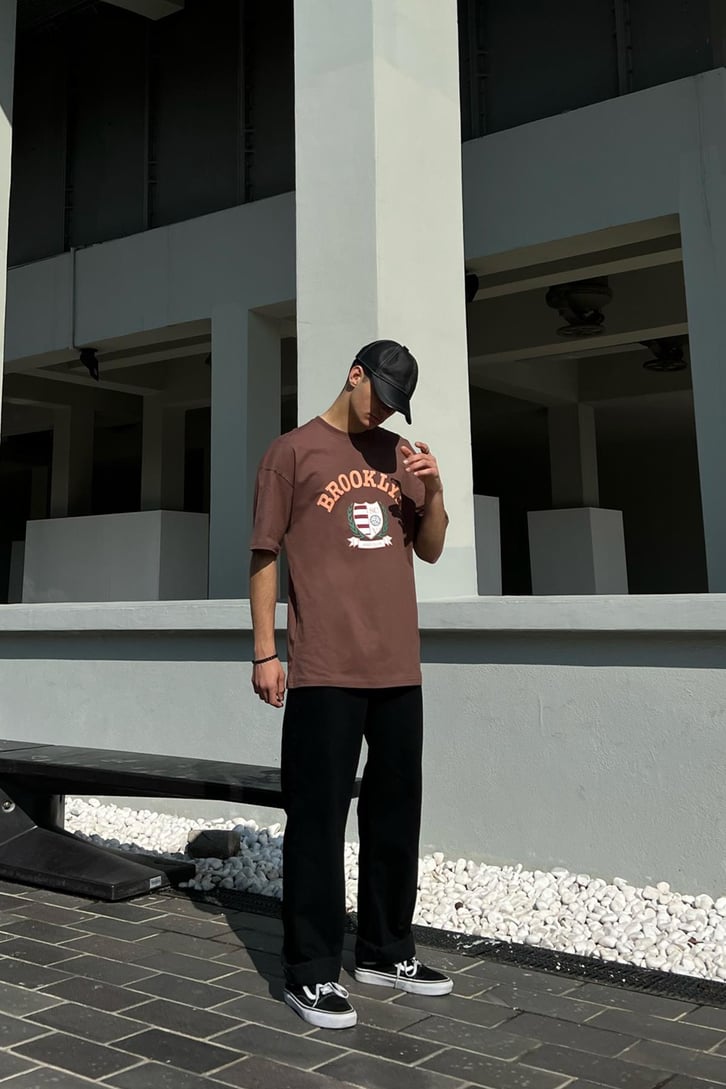 Brooklyn Baskılı Oversize Tshirt