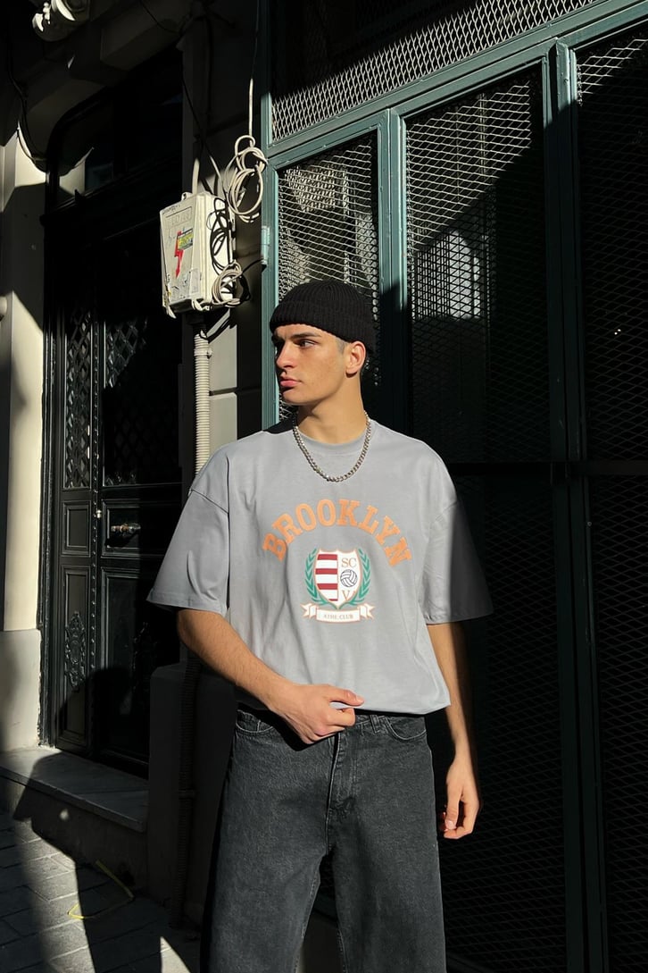 Brooklyn Baskılı Oversize Tshirt