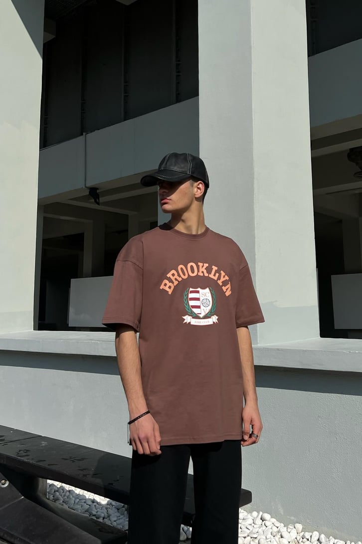 Brooklyn Baskılı Oversize Tshirt