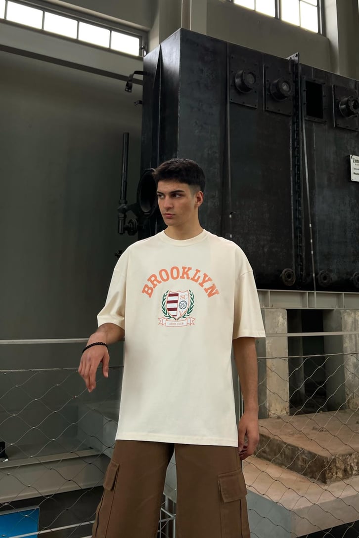 Brooklyn Baskılı Oversize Tshirt