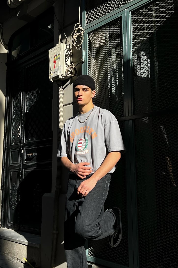 Brooklyn Baskılı Oversize Tshirt