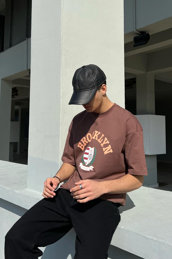 Brooklyn Baskılı Oversize Tshirt