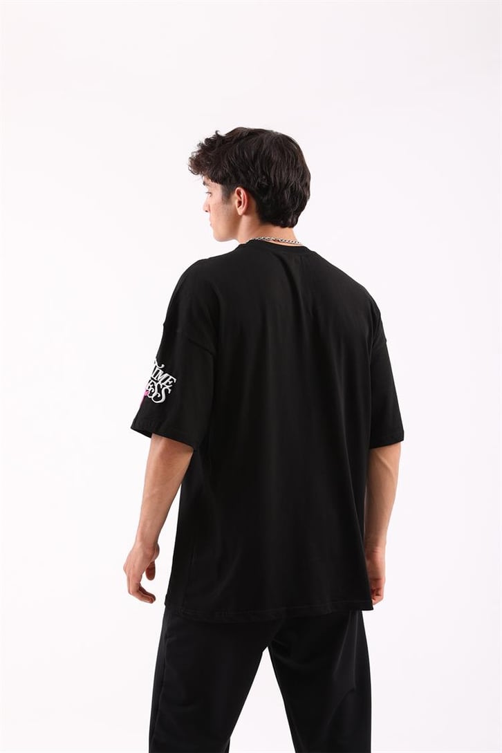 Brotherhood Siyah Baskılı Oversize Tişört