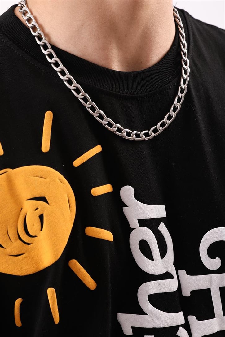 Brotherhood Siyah Baskılı Oversize Tişört