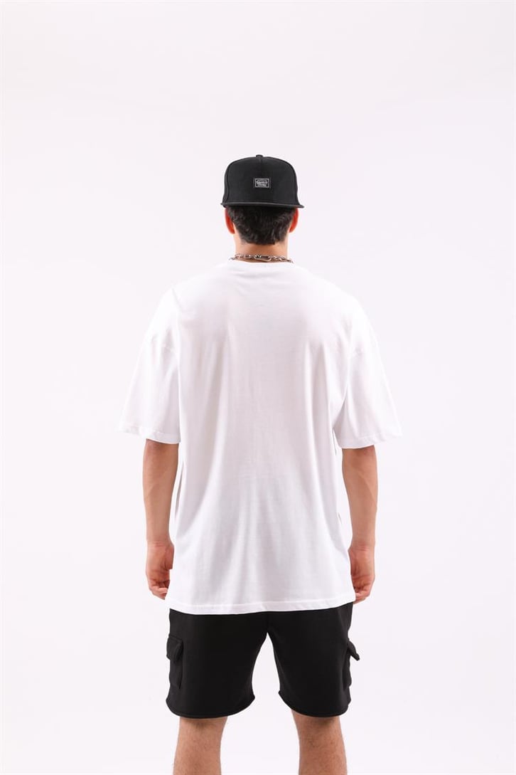Bulls Baskılı Beyaz Oversize Tişört