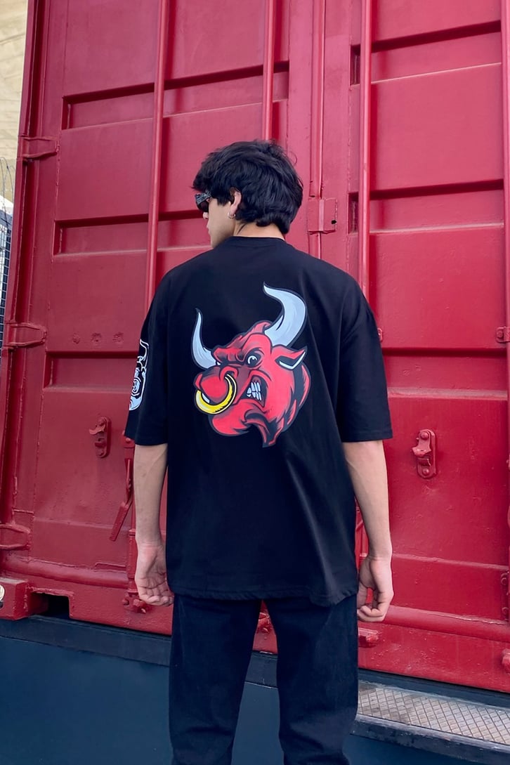 Bulls Baskılı Oversize Tshirt
