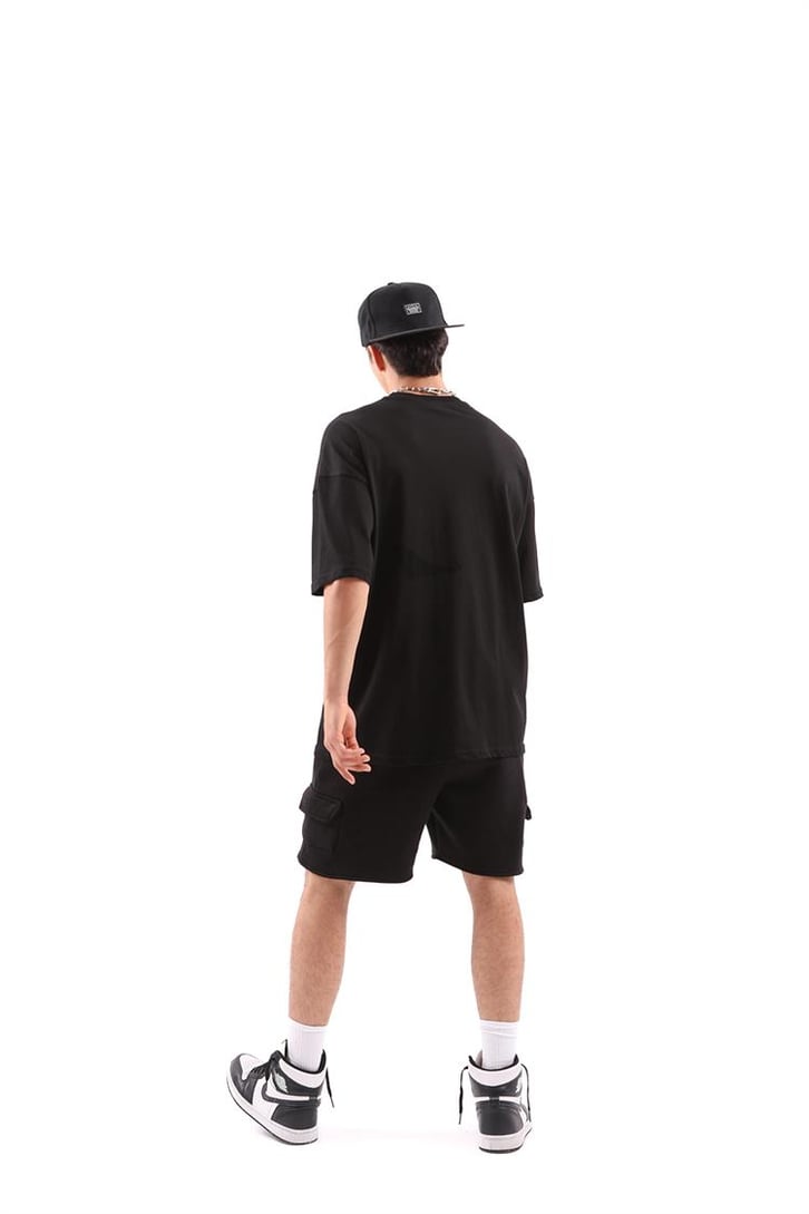 Bulls Baskılı Siyah Oversize Tişört