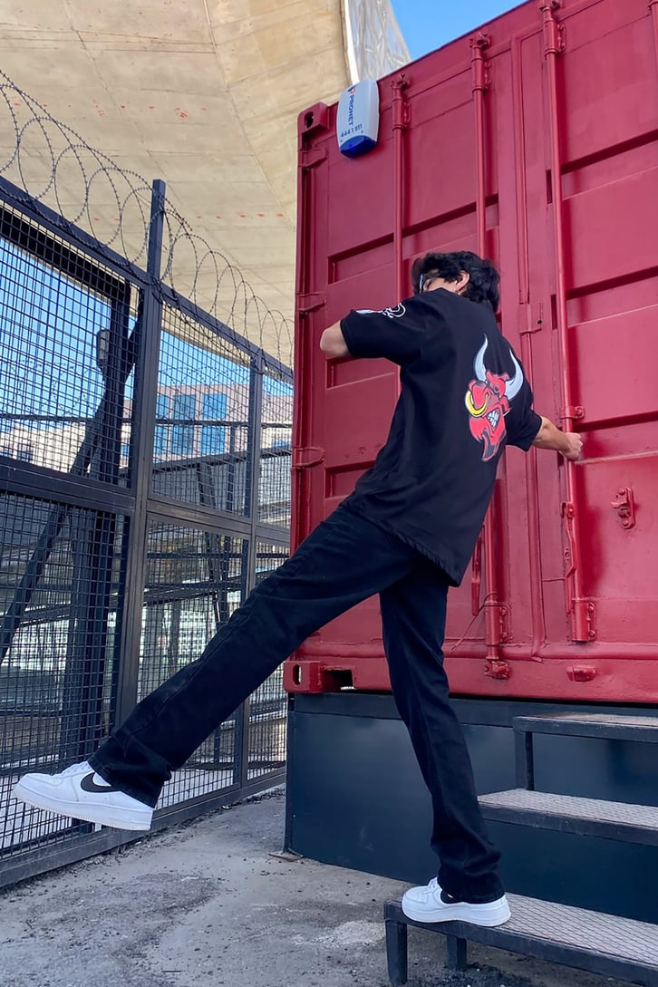 Bulls Baskılı Siyah Oversize Tshirt