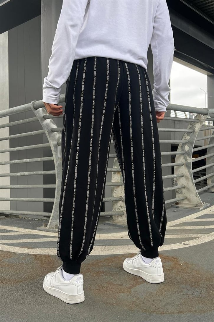 Bulls Baskılı Siyah Relaxed Eşofman Altı