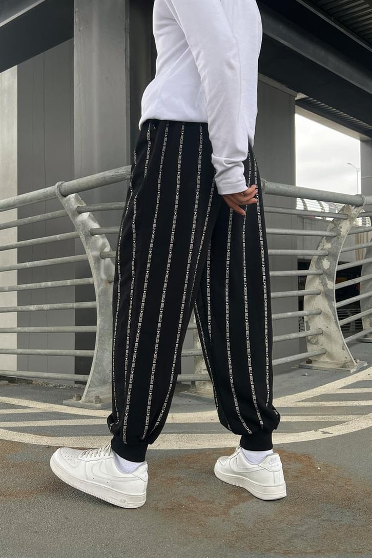 Bulls Baskılı Siyah Relaxed Eşofman Altı