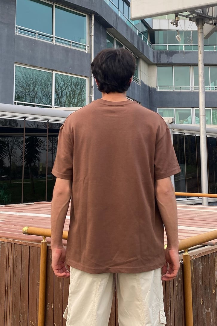 Buongiorno Baskılı Kahverengi Oversize Tshirt