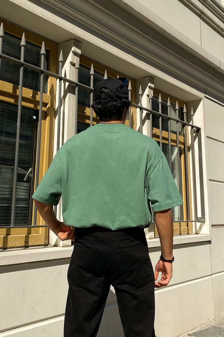Bush Nakışlı Çam Yeşili Oversize
