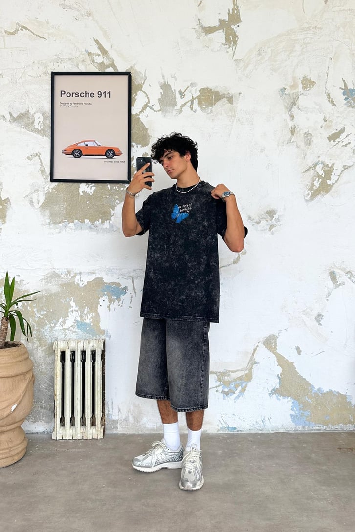 Butterfly Acid Wash Oversize Tişört