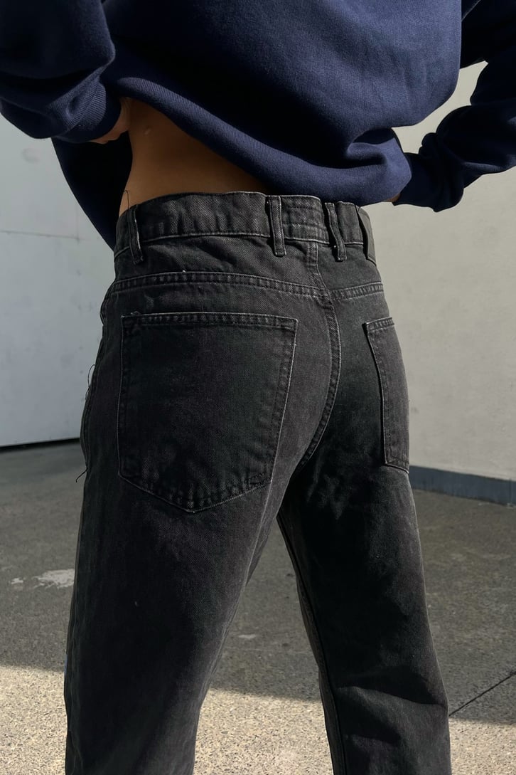 Butterfly Baskılı Siyah Regular Fit Jean
