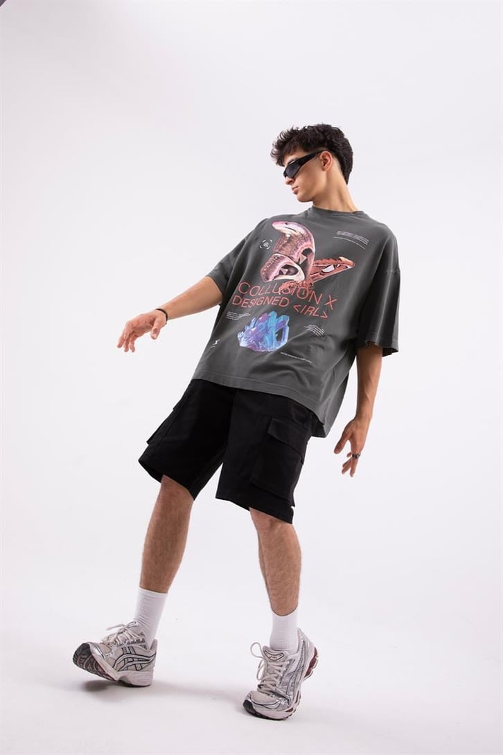 Butterfly Designed Baskılı Oversize Tshirt