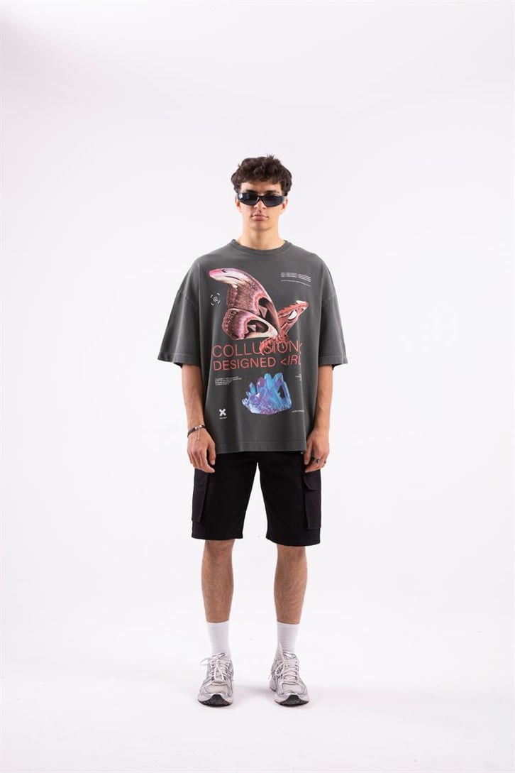 Butterfly Designed Baskılı Oversize Tshirt