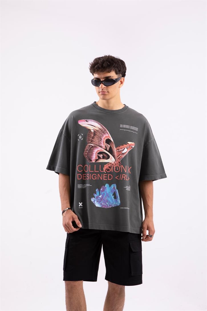 Butterfly Designed Baskılı Oversize Tshirt