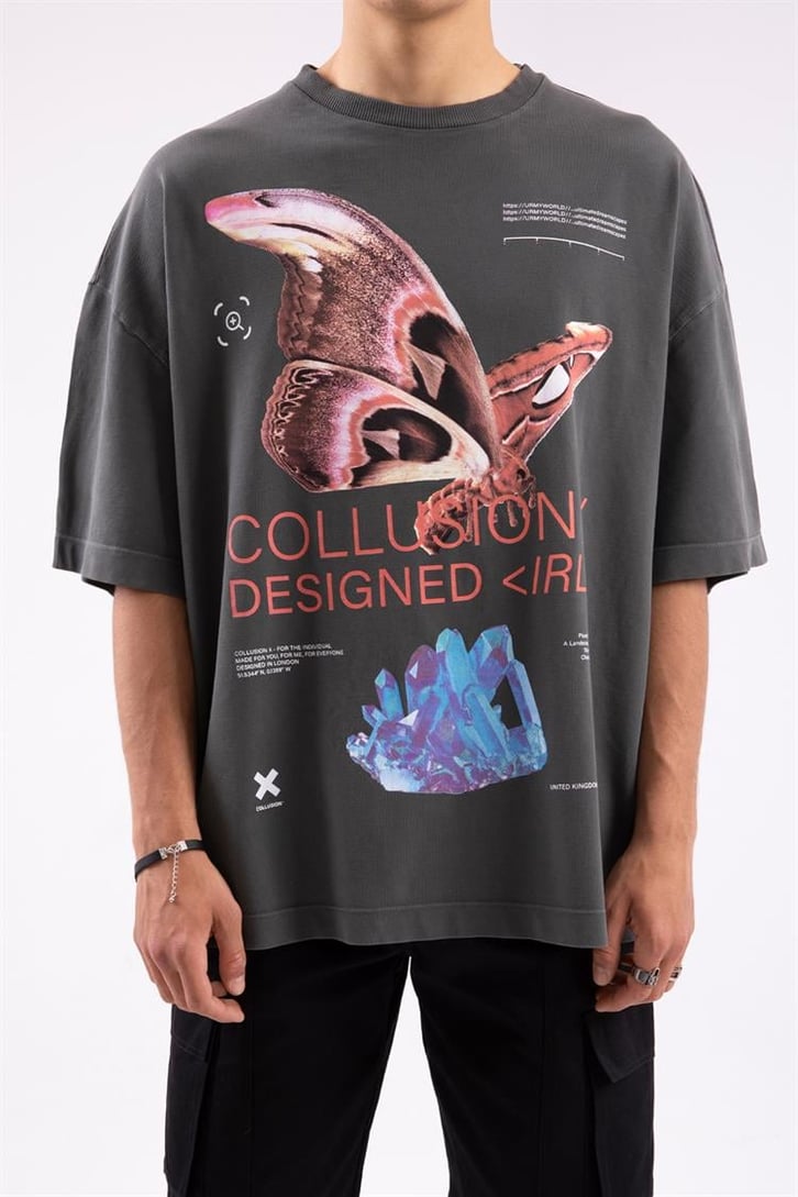 Butterfly Designed Baskılı Oversize Tshirt