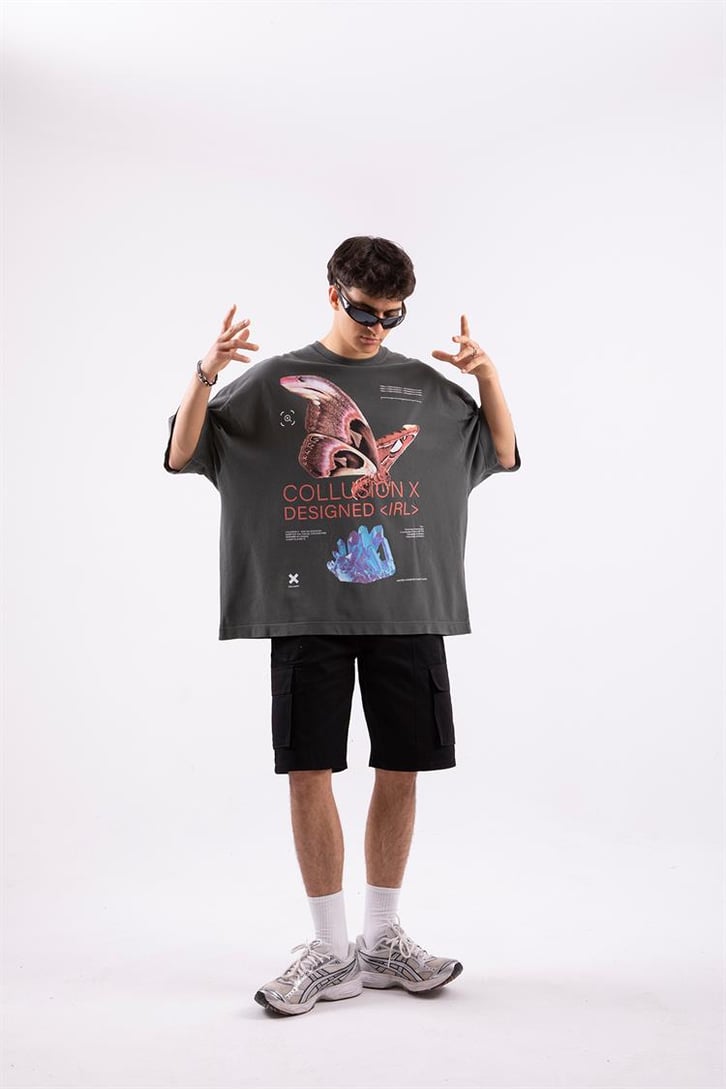 Butterfly Designed Baskılı Oversize Tshirt