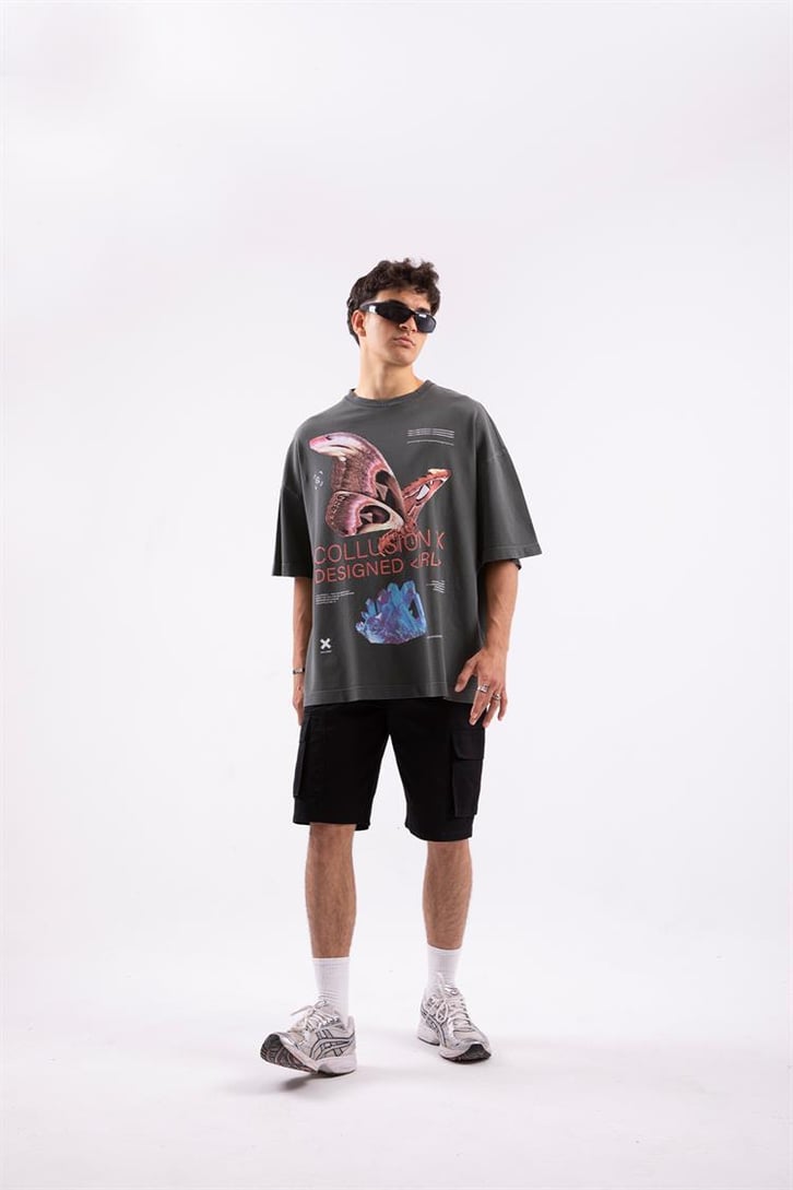Butterfly Designed Baskılı Oversize Tshirt
