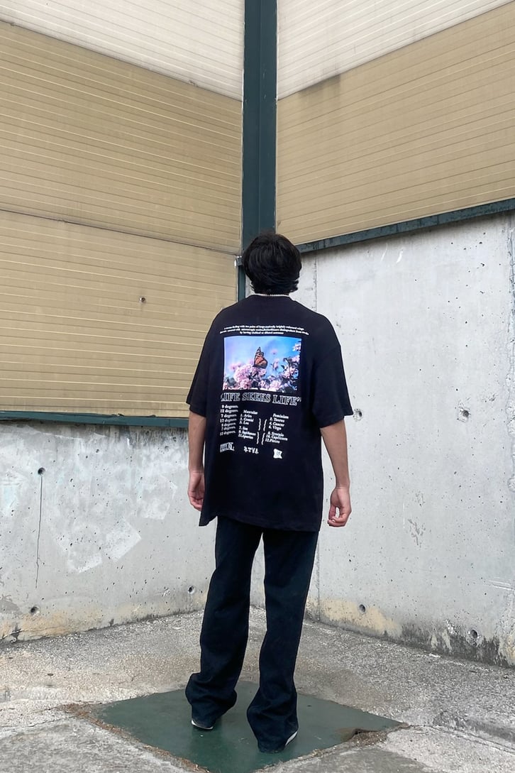 Butterfly Dream Baskılı Siyah Oversize Tshirt