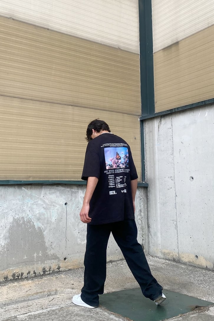 Butterfly Dream Baskılı Siyah Oversize Tshirt