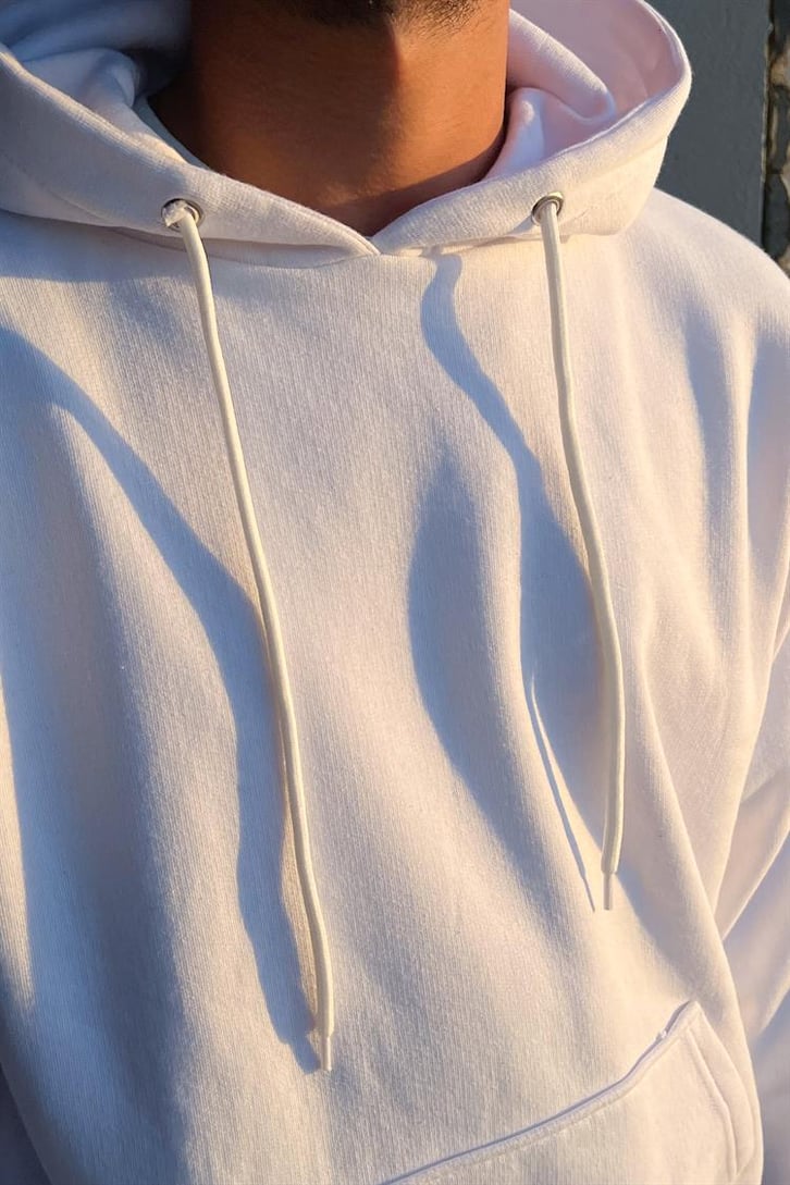 Butterfly Eye Sırt Baskılı Beyaz Oversize Hoodie