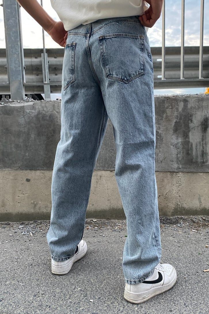 Buz Mavi Taslamali Baggy Jean
