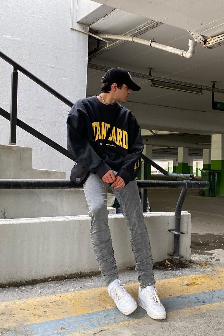 Büzgü Detay Gri Taşlamalı Skinny Fit Jean