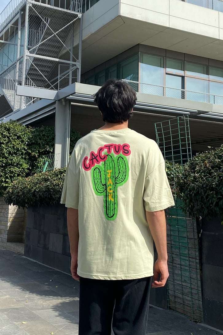 Cactus Jack Sırt Baskılı Oversize Tshirt