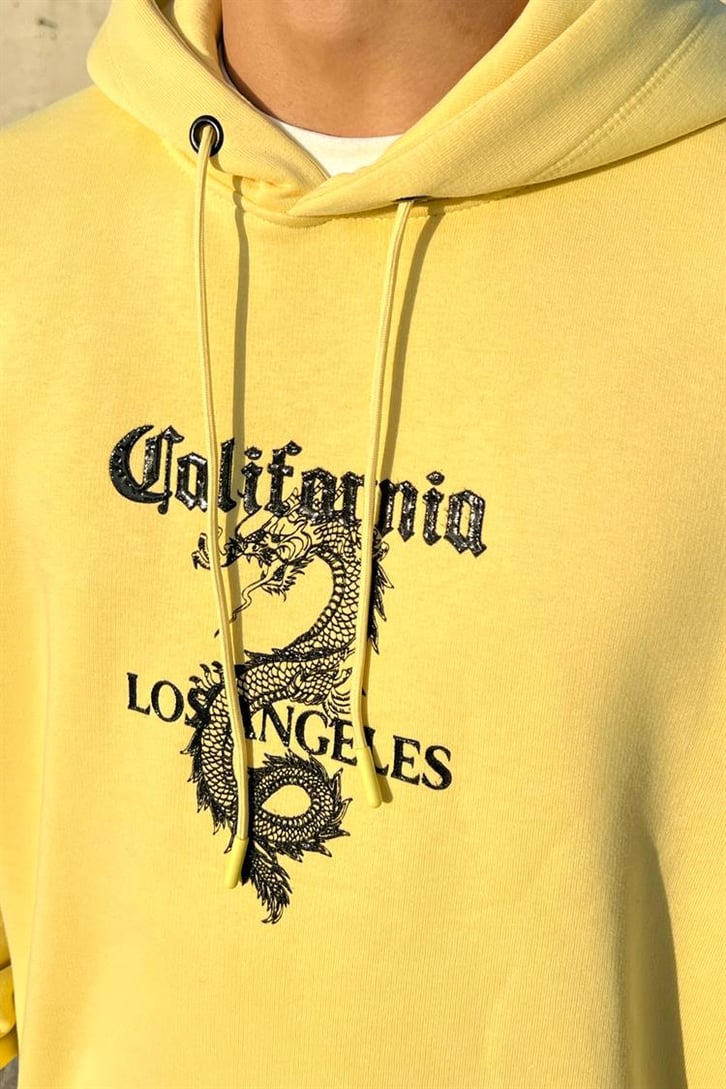 California Dragon Sarı İçi Pamuklu Oversize Hoodie