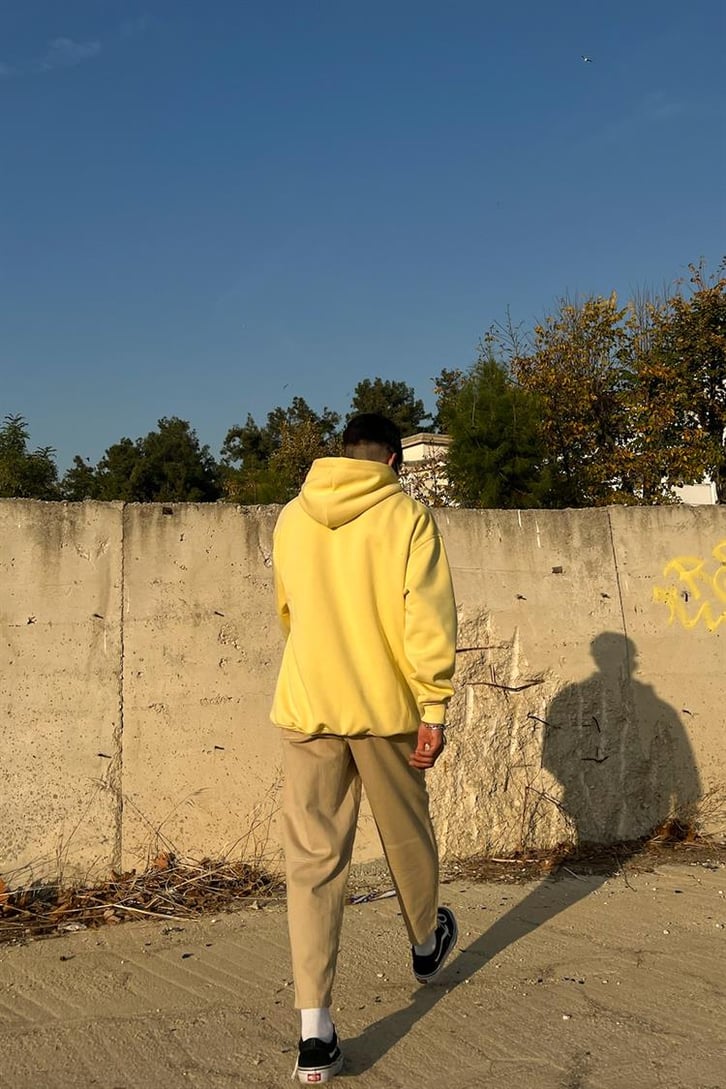 California Dragon Sarı İçi Pamuklu Oversize Hoodie