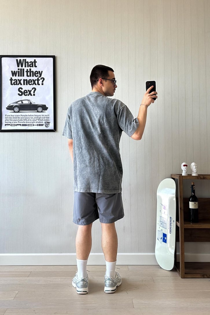California Nakışlı Acid Wash Oversize Tişört