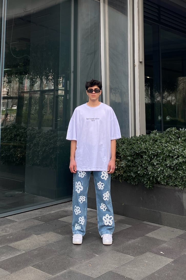 Capsule Text Printed Oversize Beyaz Tshirt