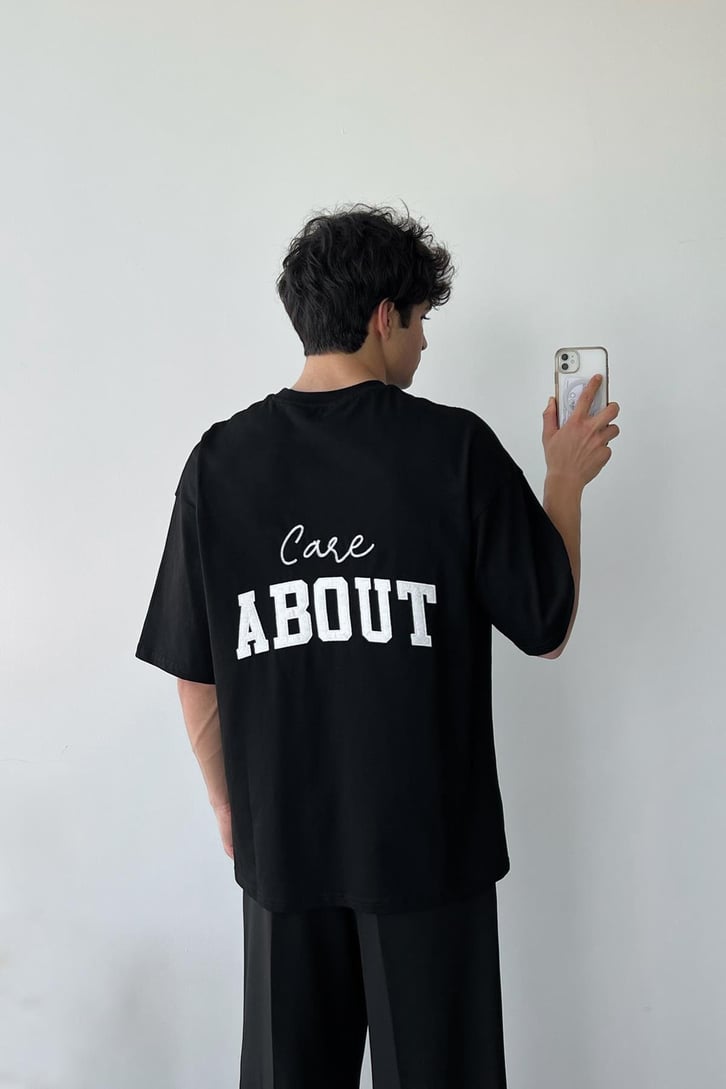Care About Baskılı Beyaz Oversize Tişört