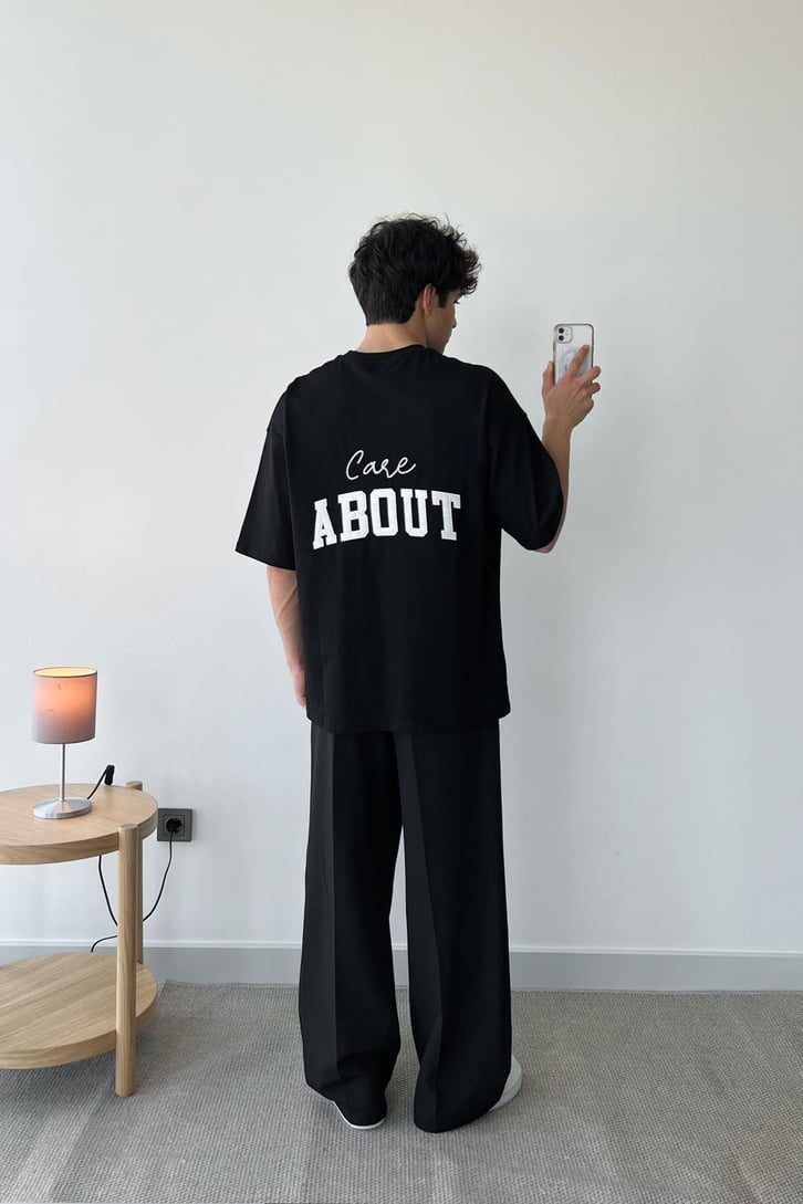 Care About Baskılı Beyaz Oversize Tişört