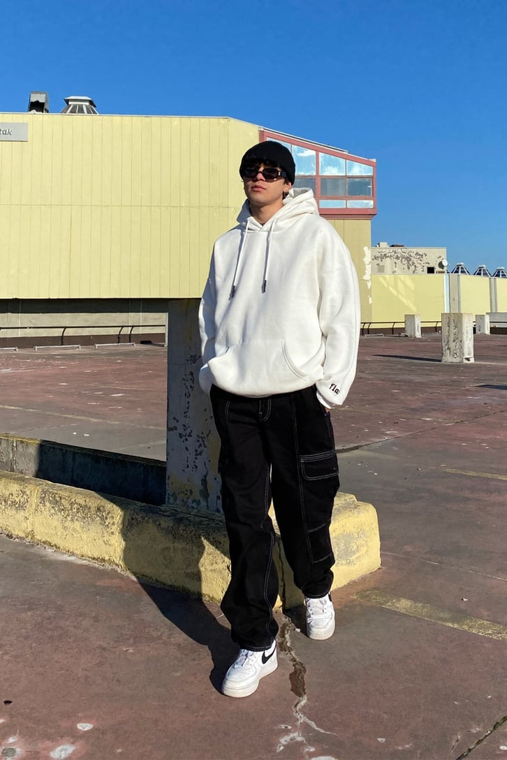 Cargo Pocket Dikiş Detay Siyah Losse Fit Pants