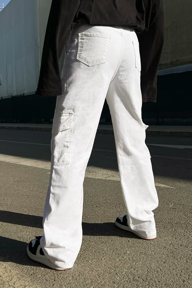 Cargo Pocket Ekru Baggy Jean