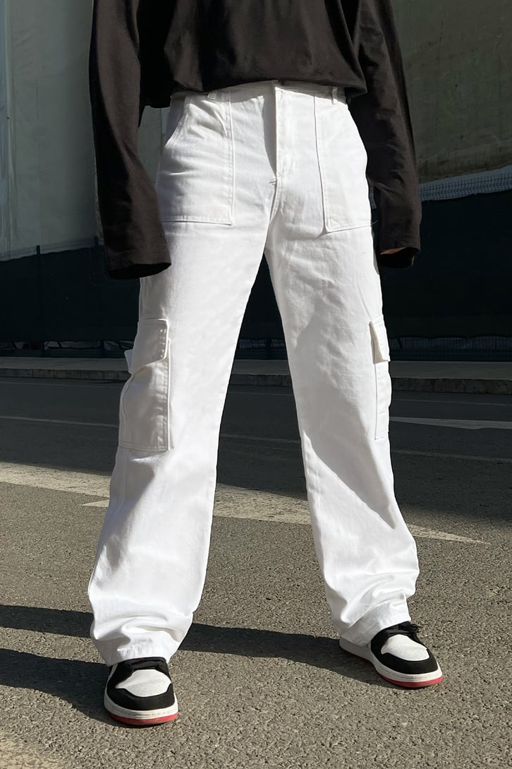 Cargo Pocket Ekru Baggy Jean